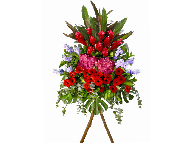 Flower Basket Stand - Reddish Opening Flower Stand - L84428 Photo