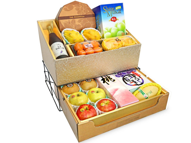 Fruit Basket - Mid Autumn Double Deck Peninsula Moon Cake Fruits Gift ...