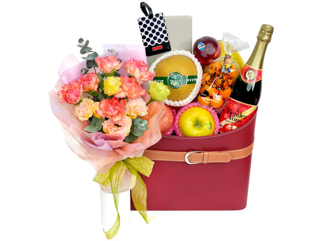 Fruit Basket - Mother's Day Gift & Small Bouquet Combo MF07 - MR0226A3 Photo