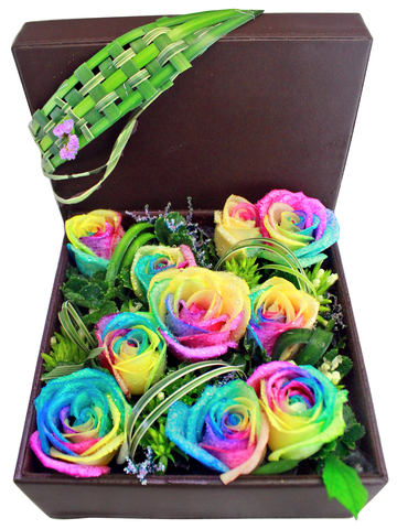 Order Flowers in Box - Rainbow Rose Box Flower  - L145676 Photo