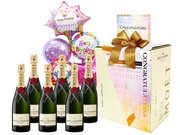 Wine n Food Hamper - Birthday Gift Champagne Moet &amp; Chandon Brut Imperial 750ml Case Offer(6 Bottles) with Congrats Helium Balloon  - BH0608A7